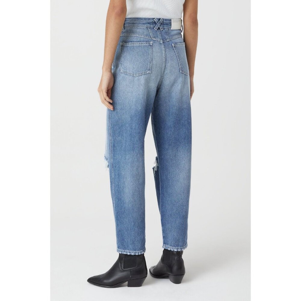 🆕 CLOSED Pearl High Rise Distressed Tapered Denim Jeans Blue 31 - Picture 4 of 16